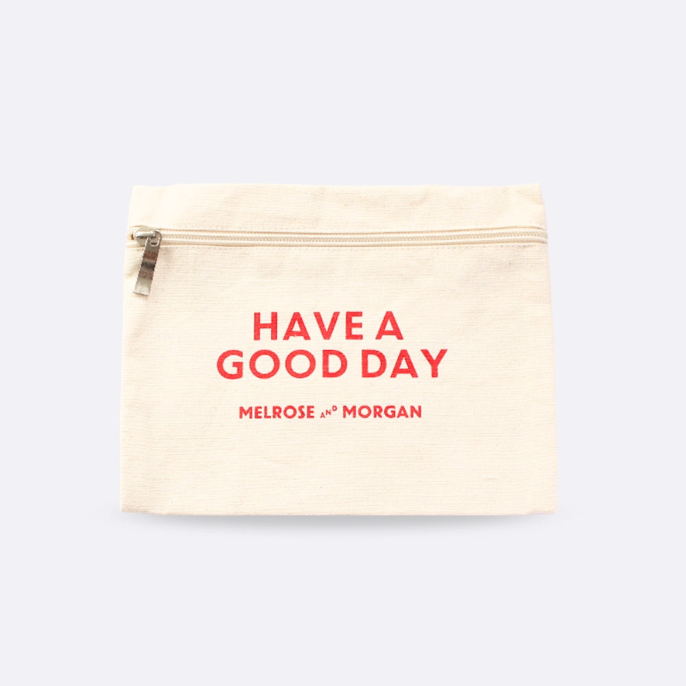 COTTON ZIP POUCH [ HAVE A GOOD DAY]