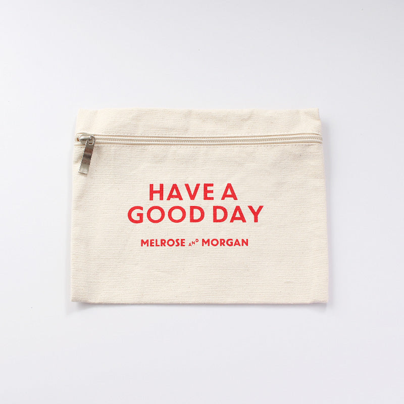 COTTON ZIP POUCH [ HAVE A GOOD DAY]