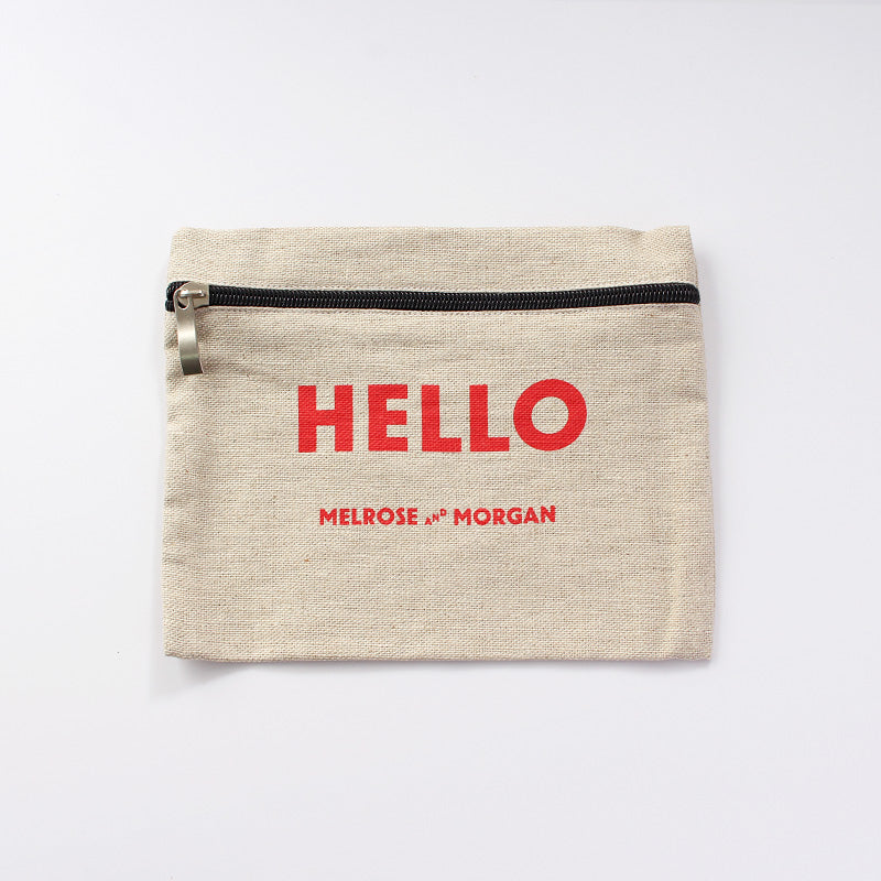 LINEN ZIP POUCH [ HELLO ]